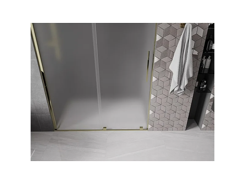 Mexen Velar portes de douche coulissantes 140 cm, givre, doré - 871-140-000-31-50