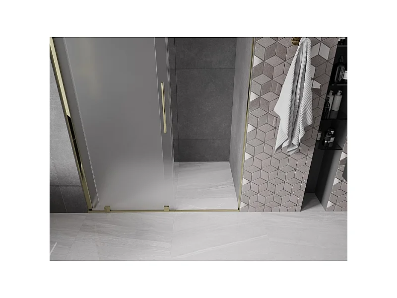 Mexen Velar portes de douche coulissantes 140 cm, givre, doré - 871-140-000-31-50