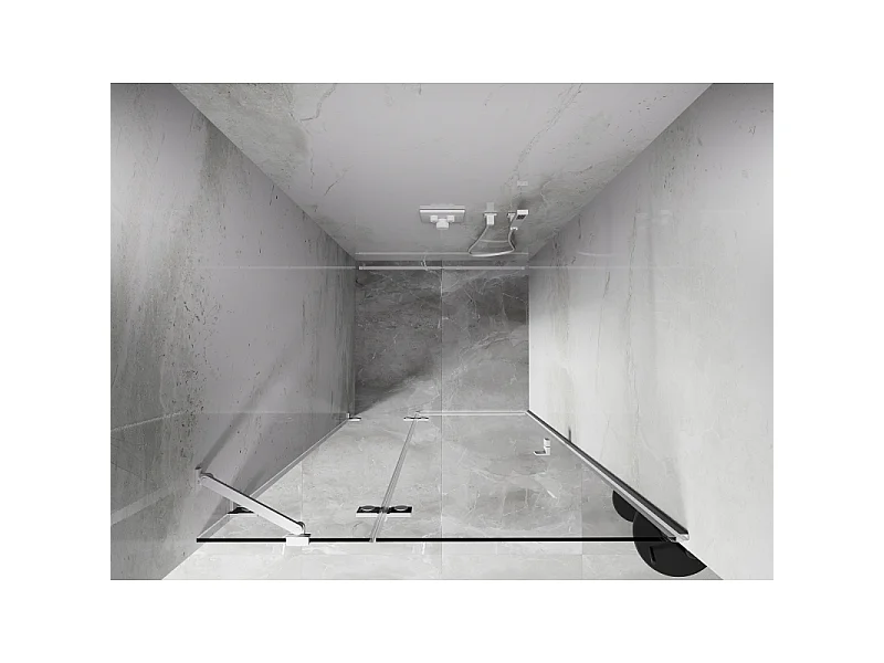 Mexen Lunar venstrehængt brusekabinedør 90 cm, transparent, hvid - 834-090-000-20-00-L