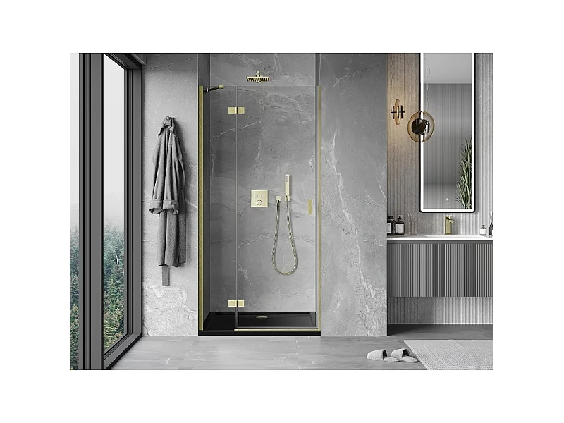 Mexen Mist-H porte de douche pivotante gauche 115 cm, transparent, doré brossé - 8A5-115-000-55-00-L