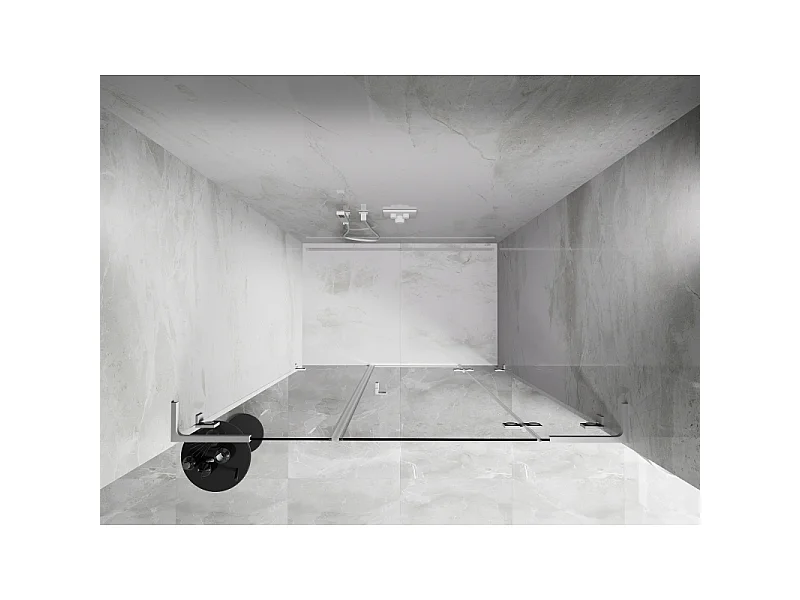 Mexen Lunar L porte de douche pivotante droite 155 cm, transparent, blanc - 834SL-155-050-20-00-P