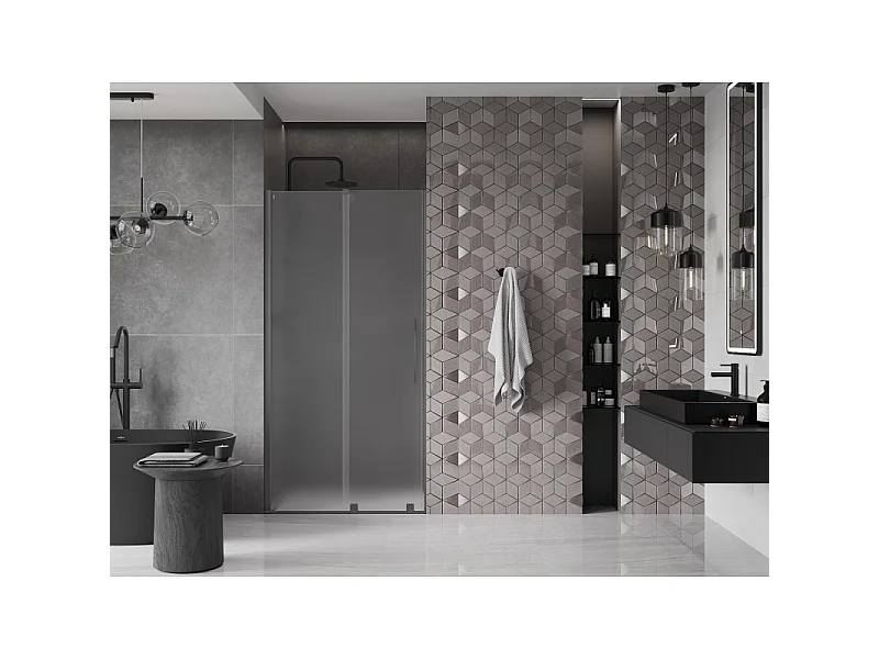 Mexen Velar porte de douche coulissante 110 cm, givre, métal gun - 871-110-000-31-95