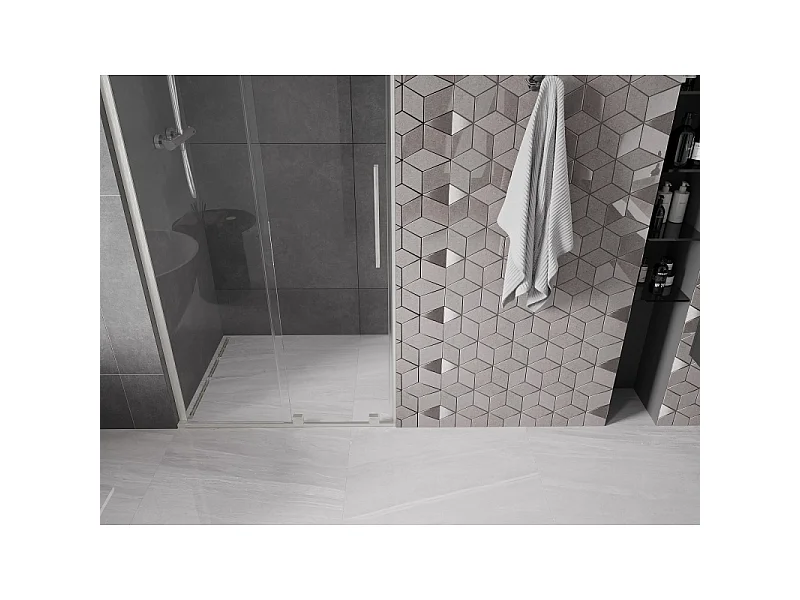 Mexen Velar L drzwi prysznicowe rozsuwane 100 cm, transparent, nikiel szczotkowany - 871-100-003-01-97