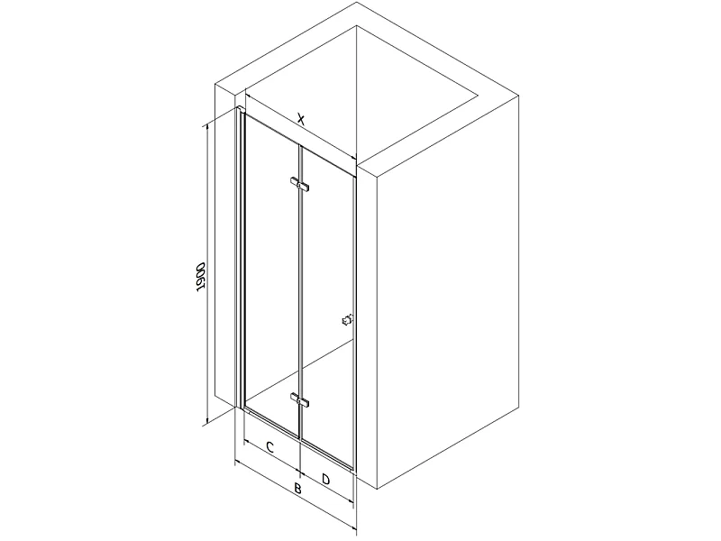 Mexen Lima foldbare bruseforhængsdøre 90 cm, transparent, sort - 856-090-000-70-00