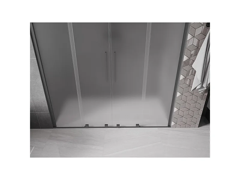 Mexen Velar Duo drzwi prysznicowe rozsuwane 200 cm, szron, gun metal - 871-200-000-32-95