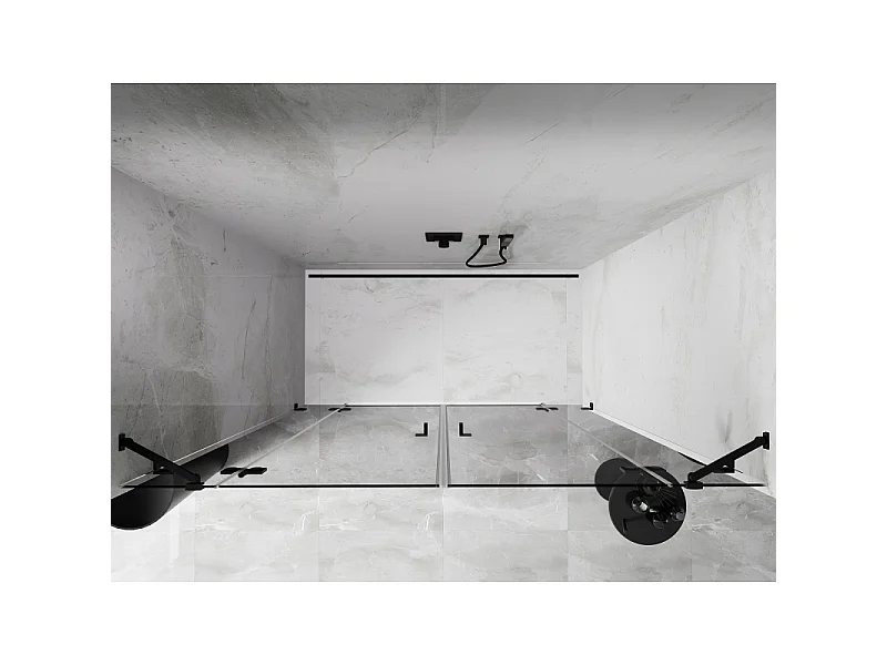 Mexen Lunar Duo svingdøre til brusebad 200 cm, transparent, sort - 834D-200-000-70-00