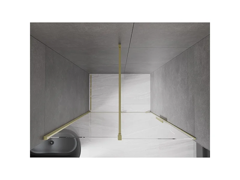 Mexen Velar Schiebeduschtür 130 cm, transparent, gold gebürstet - 871-130-000-01-55