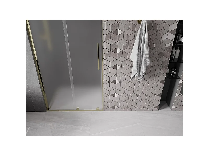 Mexen Velar L Schiebetür für die Dusche 120 cm, Frostglas, Gold - 871-120-003-31-50