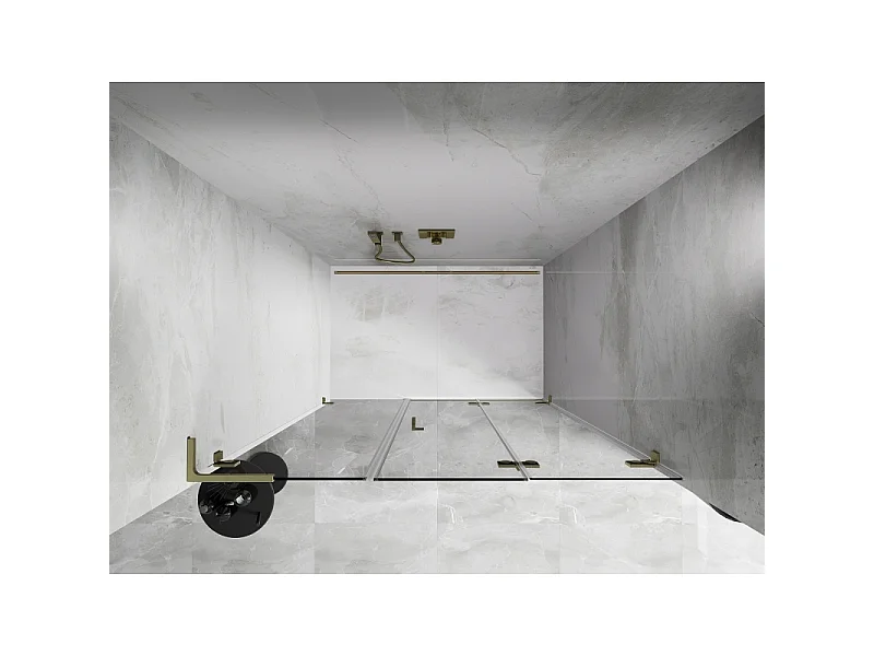 Mexen Lunar-F L folding shower door right 140 cm, transparent, brushed gold - 836SL-140-050-55-00-P