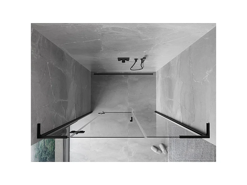 Mexen Mist-H L porta doccia battente sinistra 160 cm, trasparente, nero - 8A5L-160-001-70-00-L