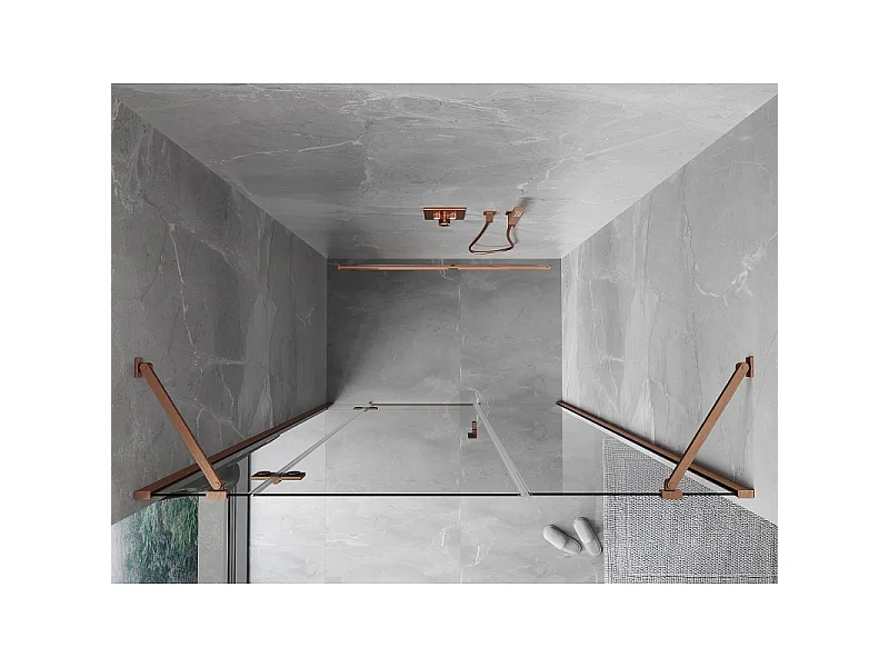 Mexen Mist-H porte de douche pivotante gauche 160 cm, transparent, cuivre brossé - 8A5-160-001-65-00-L