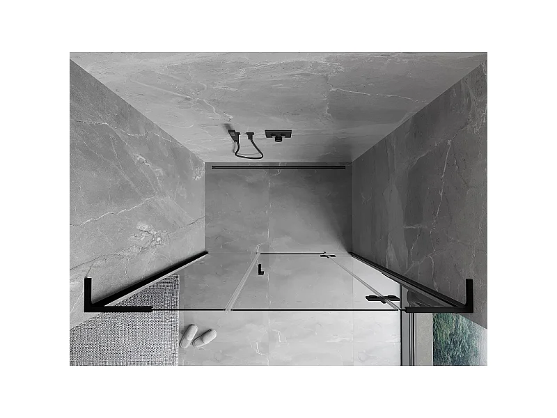 Mexen Mist-H L drzwi prysznicowe uchylne prawe 135 cm, transparent, czarne - 8A5L-135-001-70-00-P