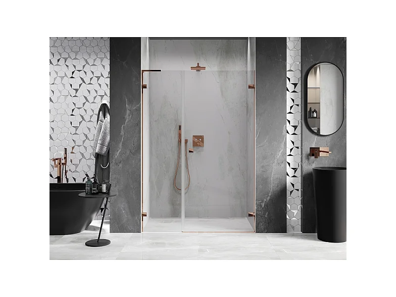 Mexen Lunar-B L porte de douche pivotante droite 120 cm, transparent, or rose - 832SL-120-050-60-00-P