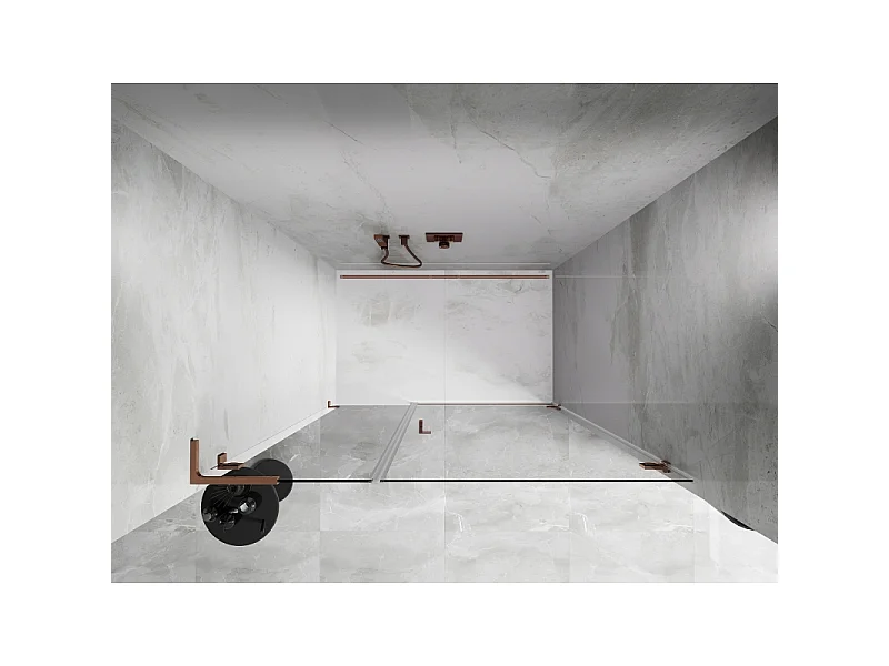 Mexen Lunar-B L porte de douche pivotante droite 120 cm, transparent, or rose - 832SL-120-050-60-00-P