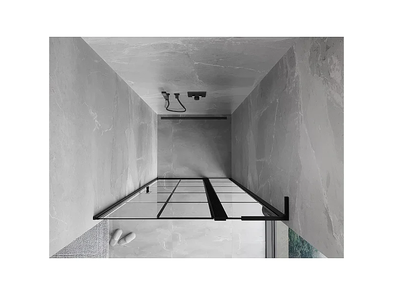 Mexen Mist L drzwi prysznicowe uchylne prawe 90 cm, czarna kratka, czarne - 8A4L-090-000-70-77-P