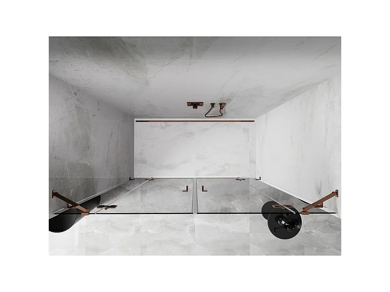 Mexen Lunar Duo portes de douche pivotantes 190 cm, transparent, or rose - 834D-190-000-60-00
