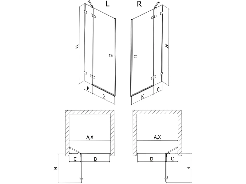 Mexen Lunar porte de douche battante gauche 105 cm, transparent, blanc - 834-105-000-20-00-L