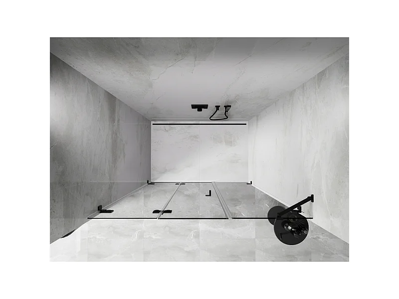 Mexen Lunar-F folding shower door left 140 cm, transparent, black - 836S-140-050-70-00-L