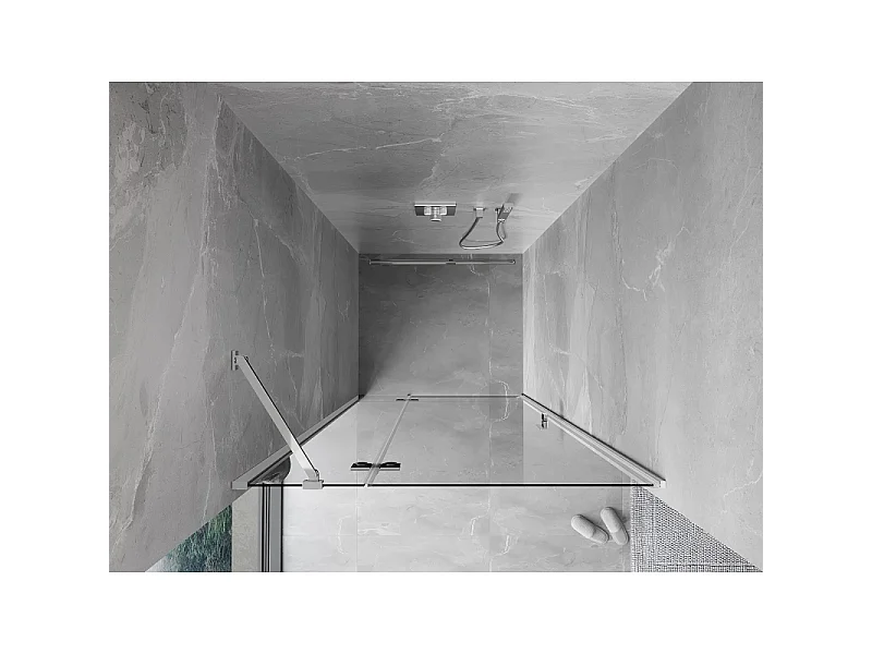 Mexen Mist-H venstrehængslet brusebad dør 115 cm, transparent, krom - 8A5-115-000-01-00-L