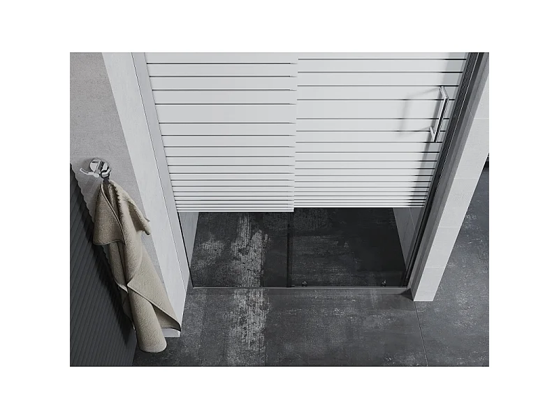 Mexen Apia Schiebeduschtür 125 cm, Streifen, Chrom - 845-125-000-01-20