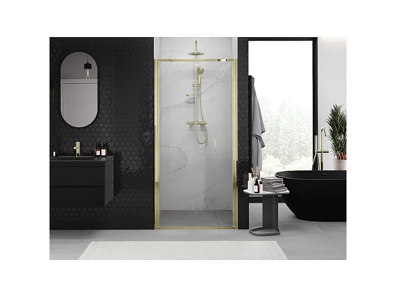 Mexen Exo porta doccia pieghevole 85 cm, trasparente, oro - 816-085-000-50-00