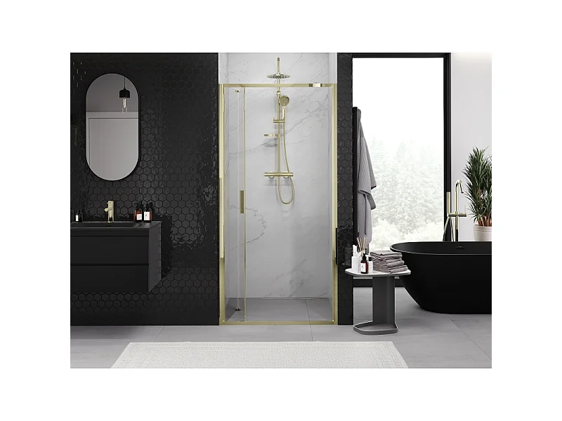 Mexen Exo porta doccia pieghevole 85 cm, trasparente, oro - 816-085-000-50-00