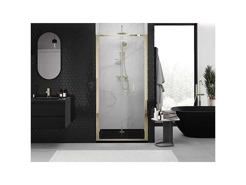 Mexen Exo porta doccia pieghevole 85 cm, trasparente, oro - 816-085-000-50-00