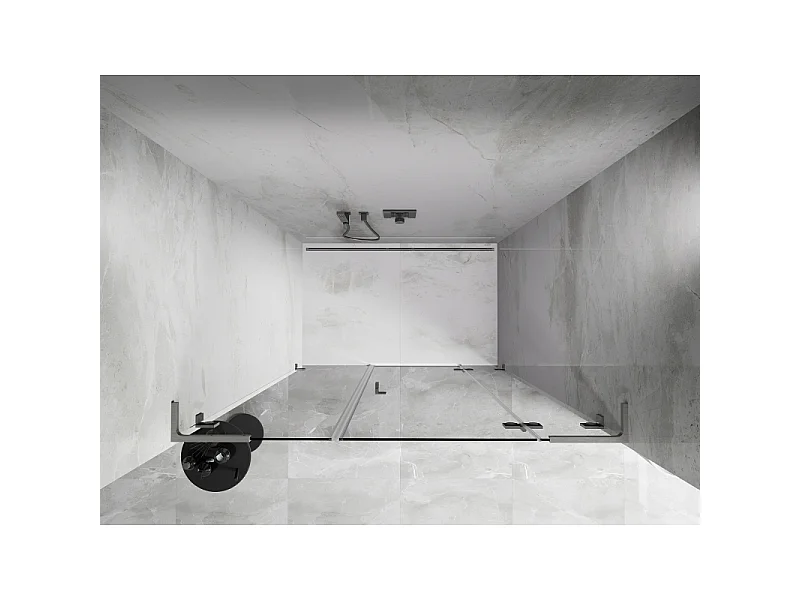 Mexen Lunar L porte de douche à ouverture vers la droite 120 cm, transparent, nickel brossé - 834SL-120-050-97-00-P