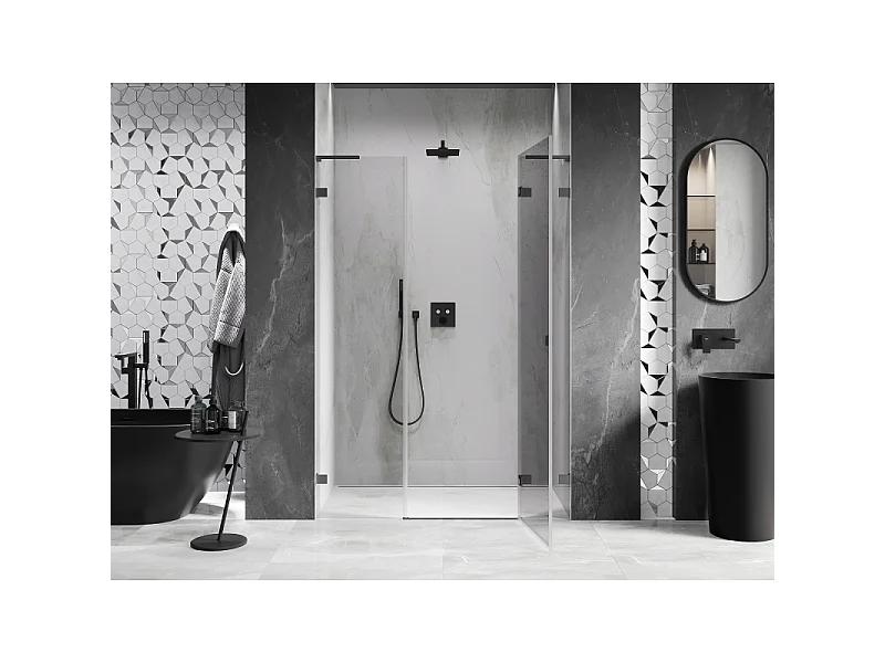 Mexen Lunar L porte de douche pivotante droite 120 cm, transparent, métal pistolet - 834SL-120-050-95-00-P