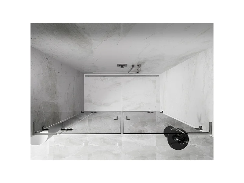 Mexen Lunar L Duo Duschtüren, schwingend, 200 cm, transparent, gebürsteter Nickel - 834DL-200-000-97-00