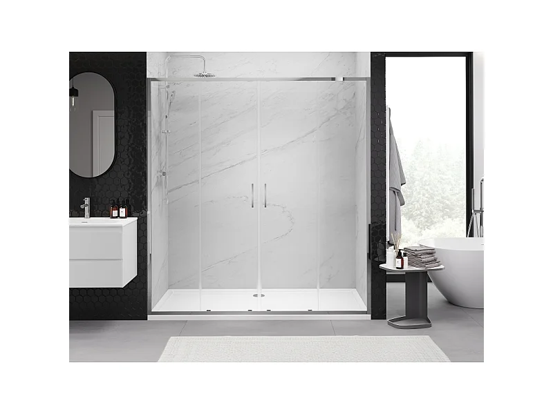 Mexen Exo Duschabtrennung doppelt schiebbar 190 cm, transparent, Chrom - 8152-190-000-01-00