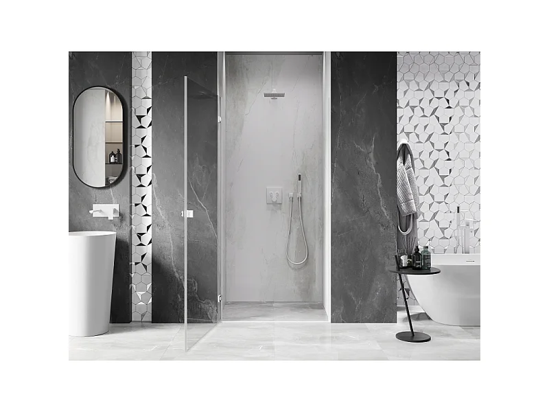Mexen Lunar-B porte de douche battante gauche 65 cm, transparent, blanc - 832-065-000-20-00-L