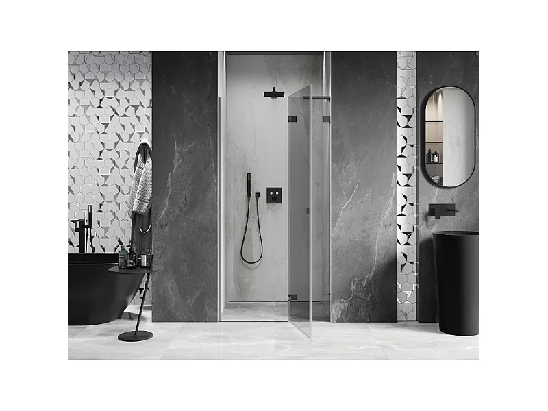 Mexen Lunar L porte de douche pivotante droite 120 cm, transparent, gun metal - 834L-120-000-95-00-P