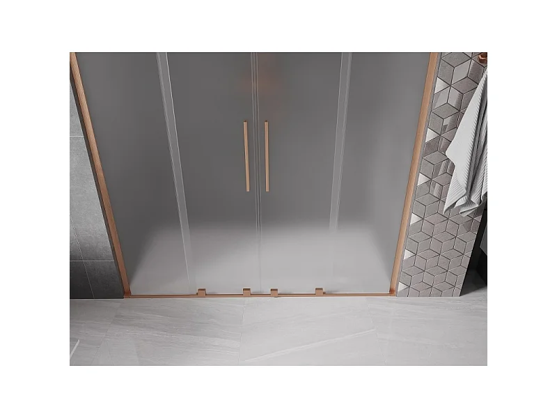 Mexen Velar L Duo drsna vrata za prhanje 180 cm, mat, brušeni baker - 871-180-003-32-65
