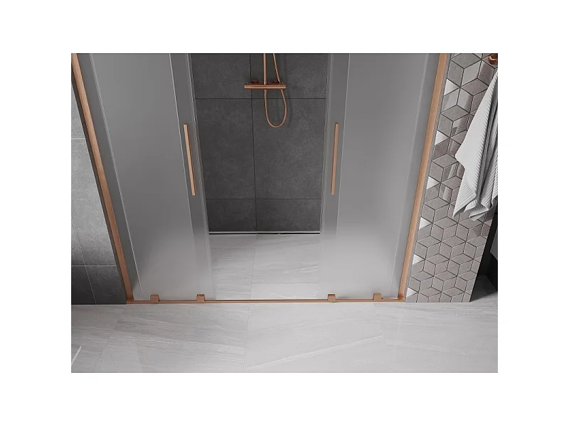 Mexen Velar L Duo drsna vrata za prhanje 180 cm, mat, brušeni baker - 871-180-003-32-65