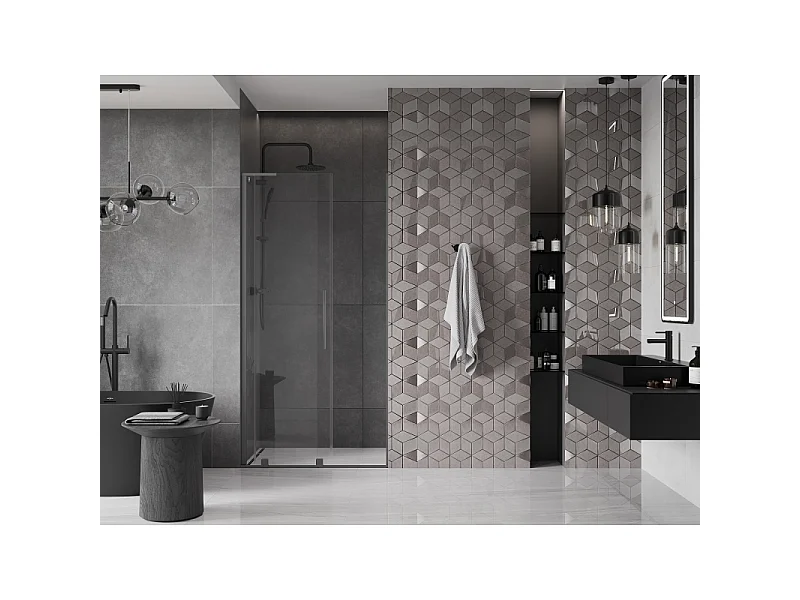 Mexen Velar L schuifdouchedeur 110 cm, transparant, gun metal - 871-110-003-01-95