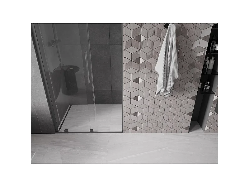 Mexen Velar L schuifdouchedeur 110 cm, transparant, gun metal - 871-110-003-01-95