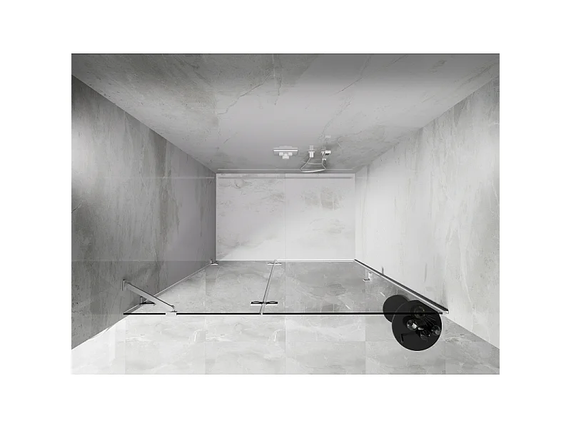 Mexen Lunar shower door, swinging left 130 cm, transparent, white - 834-130-000-20-00-L