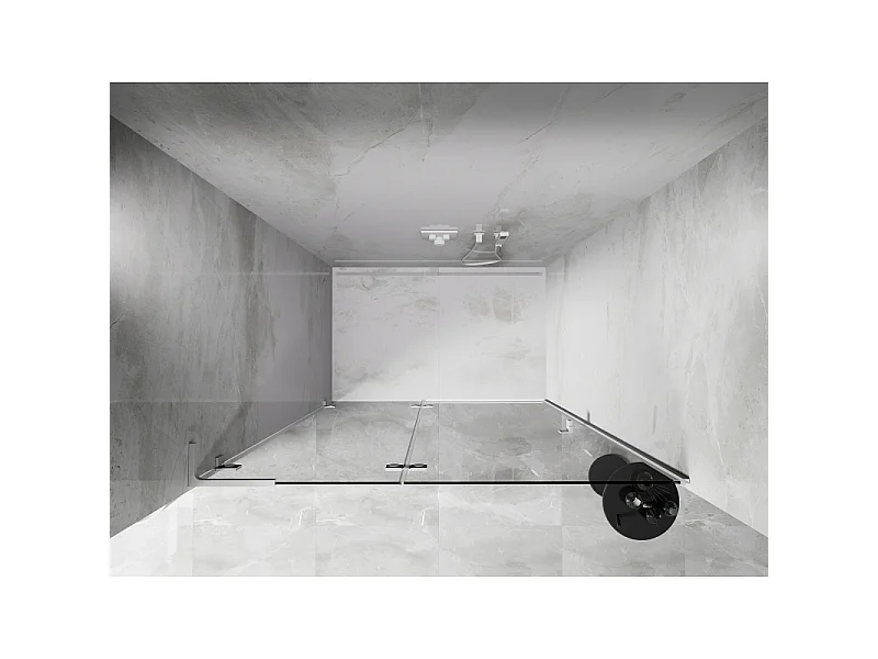 Mexen Lunar L porte de douche battante gauche 135 cm, transparent, blanc - 834L-135-000-20-00-L