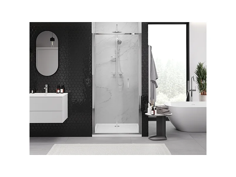 Mexen Exo folded brusedør 60 cm, transparent, krom - 816-060-000-01-00
