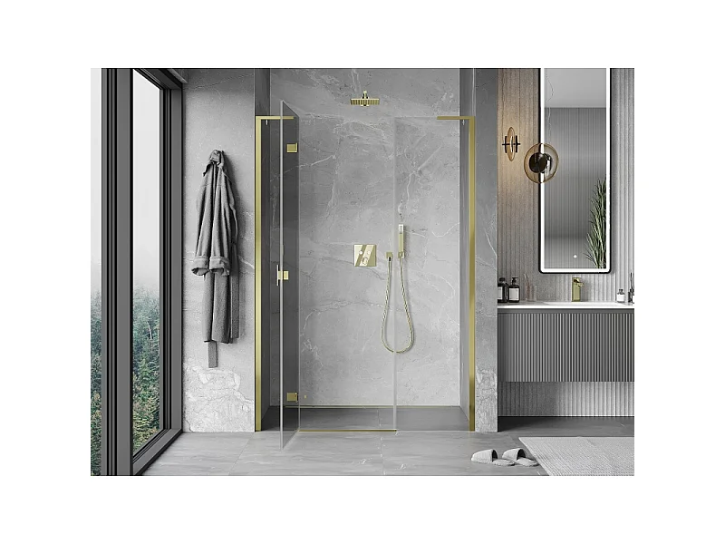 Mexen Mist-H L Duschdrehtür links 155 cm, transparent, gold - 8A5L-155-001-50-00-L
