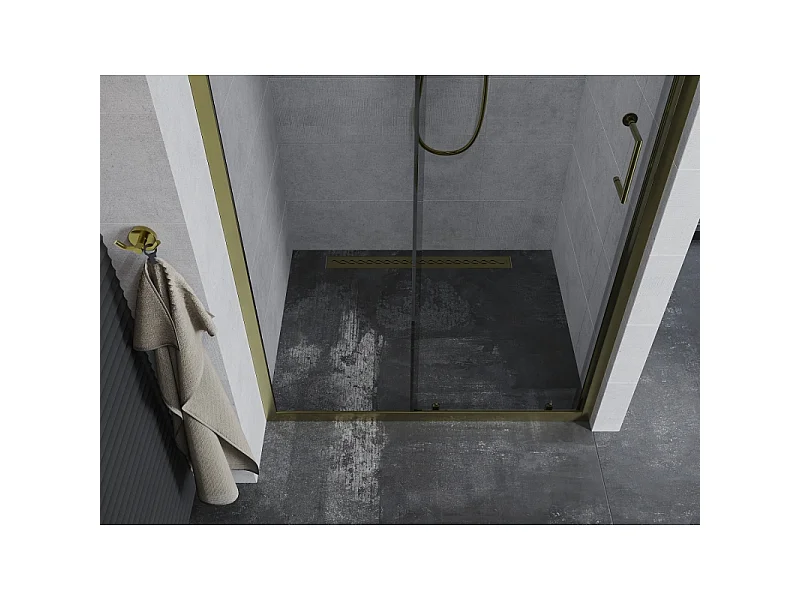 Mexen Apia drzwi prysznicowe rozsuwane 145 cm, transparent, złote - 845-145-000-50-00
