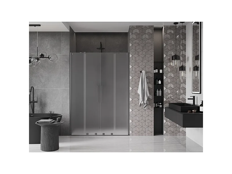 Mexen Velar Duo porte de douche coulissante 160 cm, givré, gris canon brossé - 871-160-000-32-66