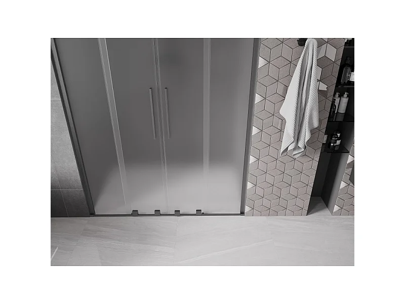 Mexen Velar Duo porte de douche coulissante 160 cm, givré, gris canon brossé - 871-160-000-32-66