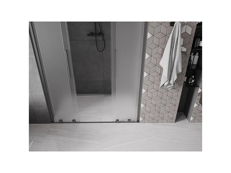 Mexen Velar Duo porte de douche coulissante 160 cm, givré, gris canon brossé - 871-160-000-32-66