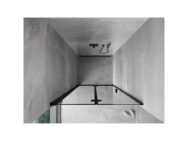 Mexen Mist-F folded shower doors left 75 cm, black frame, black - 8A6-075-000-70-70-L