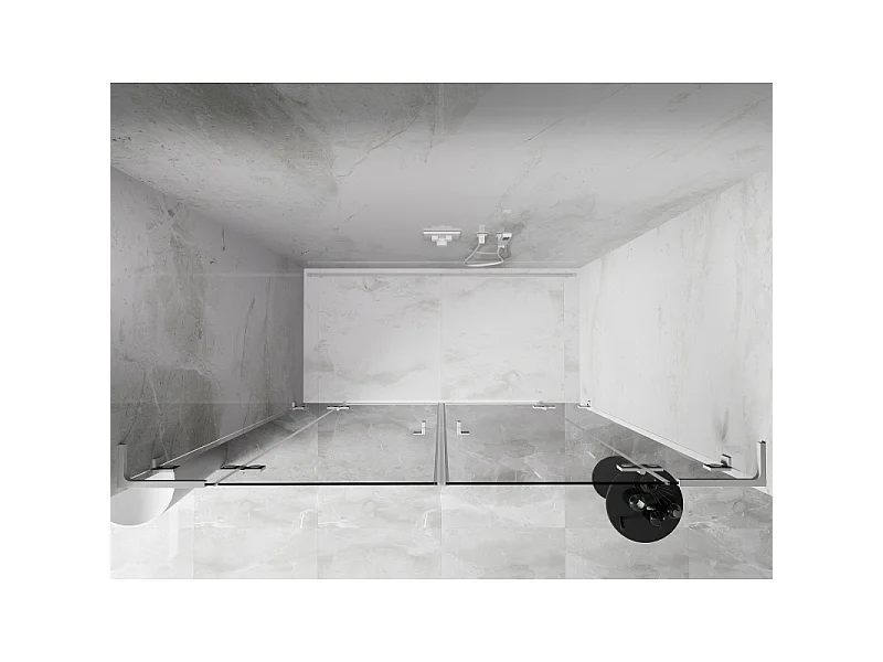 Mexen Lunar L Duo-dørs brusekabine, 180 cm, transparent, hvid - 834DL-180-000-20-00