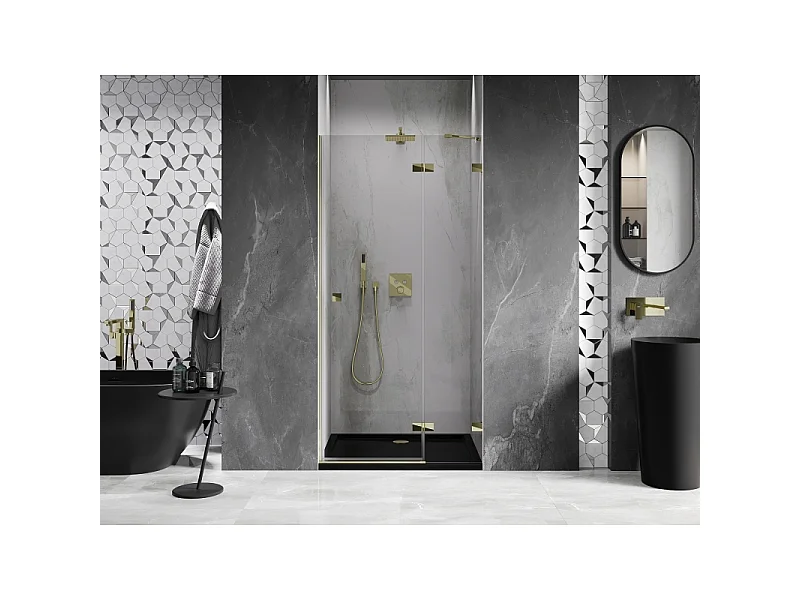 Mexen Lunar drzwi prysznicowe uchylne prawe 105 cm, transparent, złote - 834-105-000-50-00-P