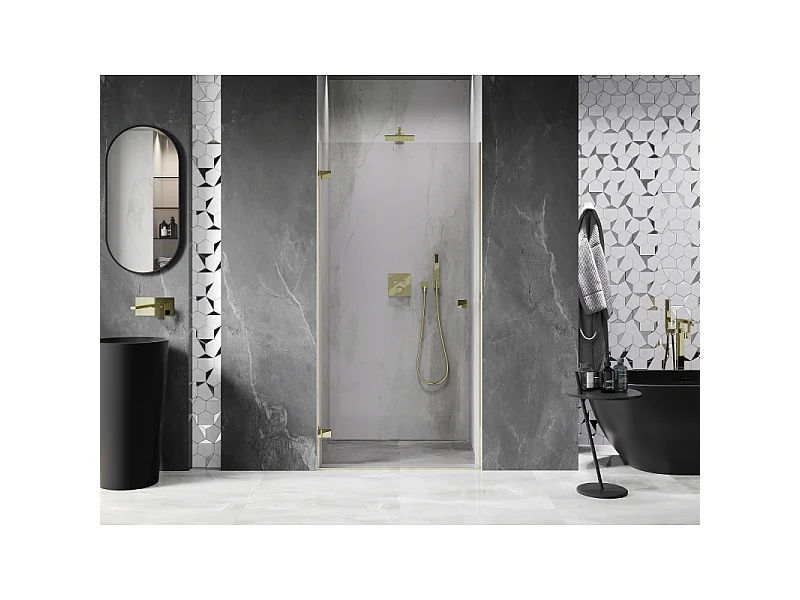 Mexen Lunar-B Duschdrehtür links 85 cm, transparent, gold - 832-085-000-50-00-L