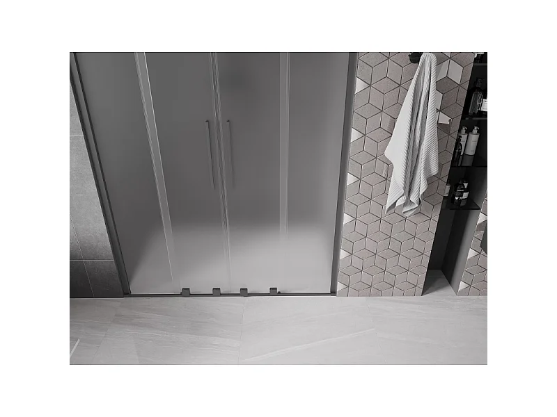 Mexen Velar Duo sliding shower doors 150 cm, frost, gun metal - 871-150-000-32-95